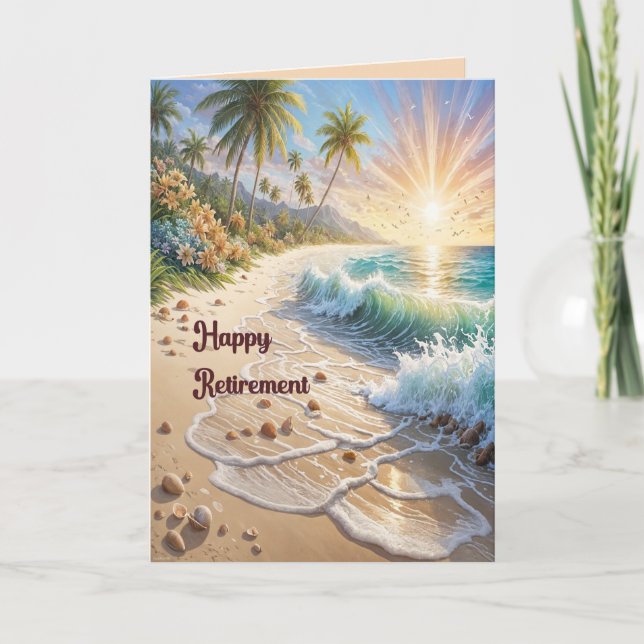 De Remerciements Retraite avec carte plage (Devant)