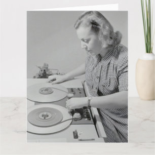 DE REMERCIEMENTS RETRO DJ MIXER CARTE D'ANNIVERSAIRE POUR ELLE