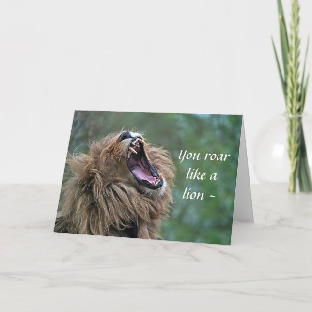 DE REMERCIEMENTS ROAR COMME UN LION, MAIS - CARTE D'ANNIVERSAIRE (Devant)