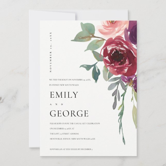 DE REMERCIEMENTS ROUGE MARSALA ROSE FLORAL NOUS AVONS LIÉ LA CARTE  (Devant)