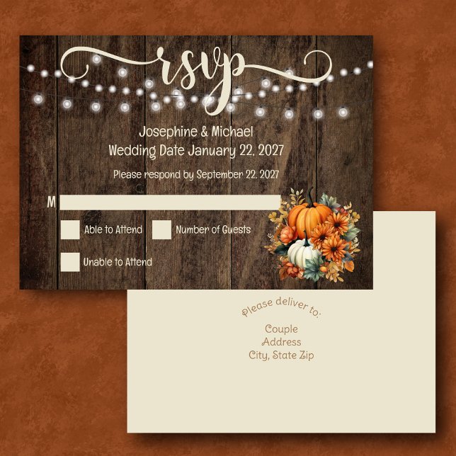 De Remerciements Rustic Automne Citrouille Mariage Carte RSVP (Créateur téléchargé)