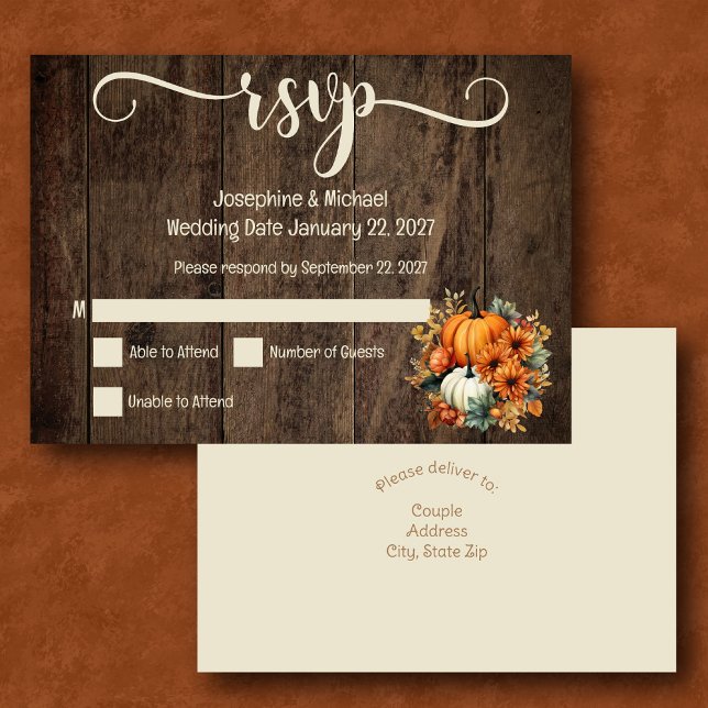 De Remerciements Rustic Automne Citrouille Mariage Carte RSVP (Créateur téléchargé)