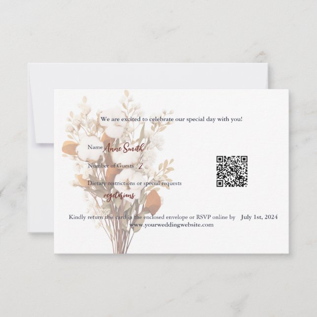 De Remerciements Rustique Boho Mariage mariage carte RSVP (Devant)