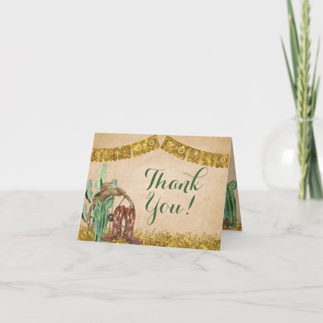De Remerciements Rustique Sud-Ouest Cowboy Anniversaire Carte pliée (Devant)