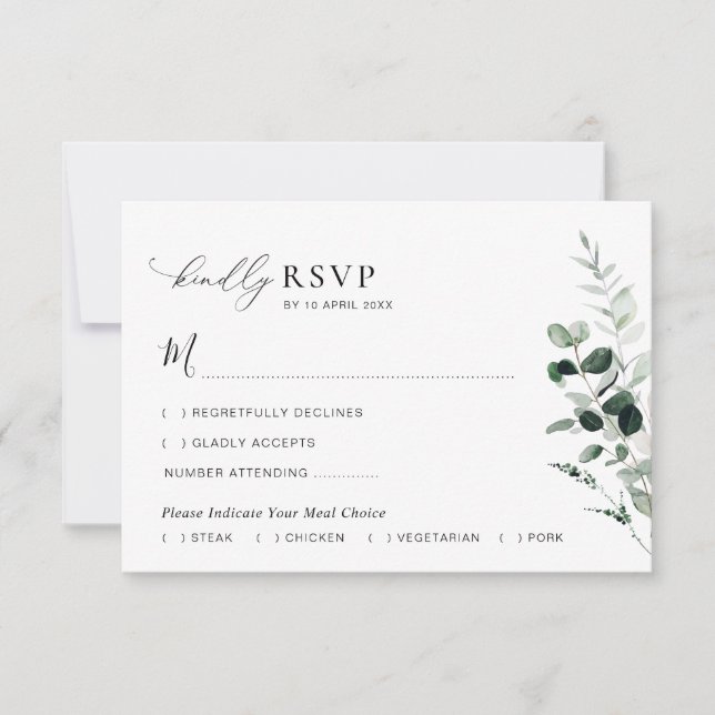 De Remerciements sauge vert aquarelle fleurs mariage RSVP carte (Devant)