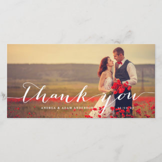 De Remerciements Script écriture manuscrite | Carte photo mariage M