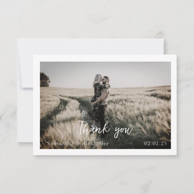De Remerciements Simple Elegant Boho Mariage Thankyou Carte photo (Devant)