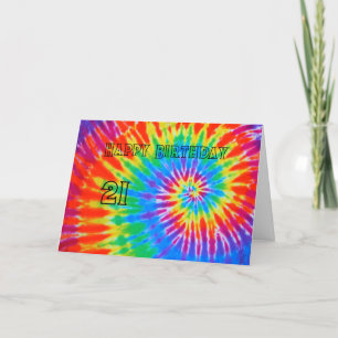 De Remerciements Spiral Rainbow Tie Dye 21e Joyeuse carte d'anniver