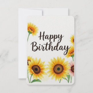 De Remerciements Sunflowers Watercolor Bonne carte d'anniversaire