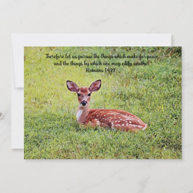 De Remerciements Sweet Baby Deer Fawn Art Bible Verse Carte Plat (Devant)