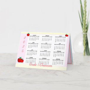 De Remerciements Teacher Apple Calendar 2025 Carte pliée