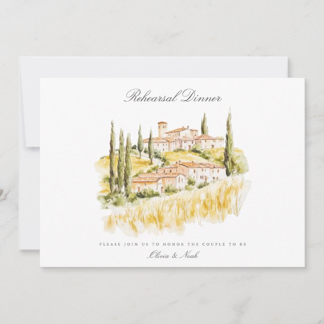 De Remerciements Toscane Aquarelle Italienne Dîner Carte (Devant)