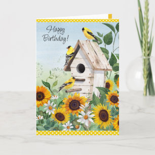 De Remerciements Tournesols fleuris et brillants et carte d'anniver
