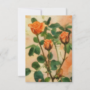 De Remerciements Trois Fleurs Roses orange Carte Plat Art