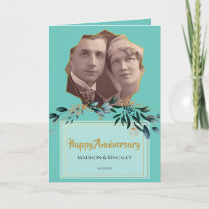 De Remerciements Turquoise Floral Extraordinaire Anniversaire Carte