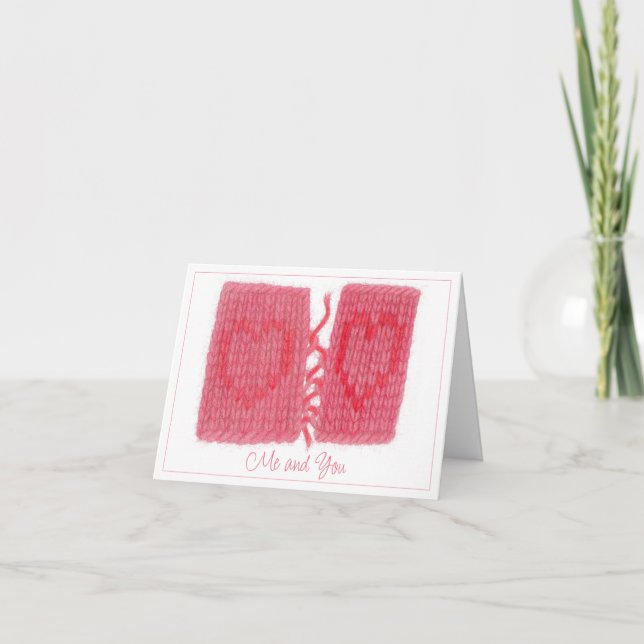 De Remerciements TWO HEARTS KNIT Carte non écrite + Texte (Devant)