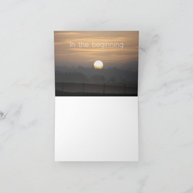 De Remerciements Une carte avec les mots 'Au commencement' (Intérieur)