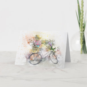 DE REMERCIEMENTS VÉLO FLORAL - BLANC TOUTE CARTE D'OCCASION