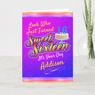 De Remerciements (Votre Texte) Sweet 16 Seize Anniversaire Carte