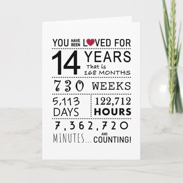 De Remerciements Vous Avez Été Aimé 14ème Carte Anniversaire (Devant)