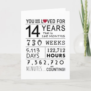 De Remerciements Vous Avez Été Aimé 14ème Carte Anniversaire