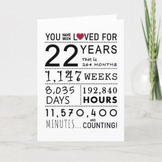 De Remerciements Vous Avez Été Aimé 22e Carte Anniversaire