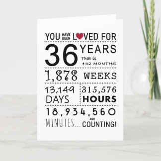 De Remerciements Vous Avez Été Aimé 36e Carte Anniversaire