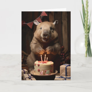De Remerciements Wombat avec un gâteau d'anniversaire - Carte
