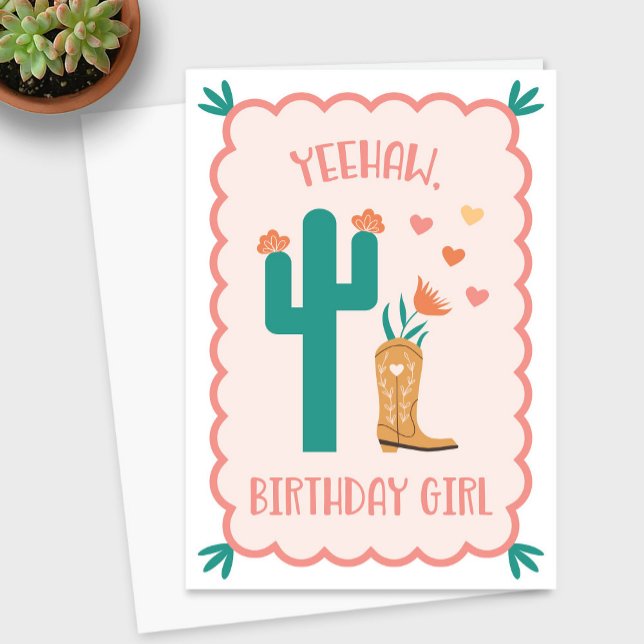 De Remerciements "Yeehaw, fille d'anniversaire" Carte d'anniversair (Yeehaw Birthday Girl Western Birthday Card)