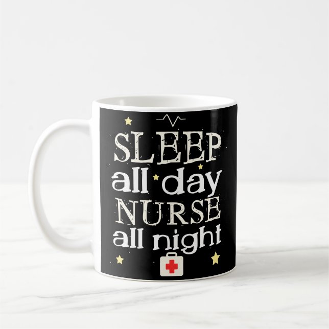 De sommeil tasse de café drôle de poste de nuit (Gauche)