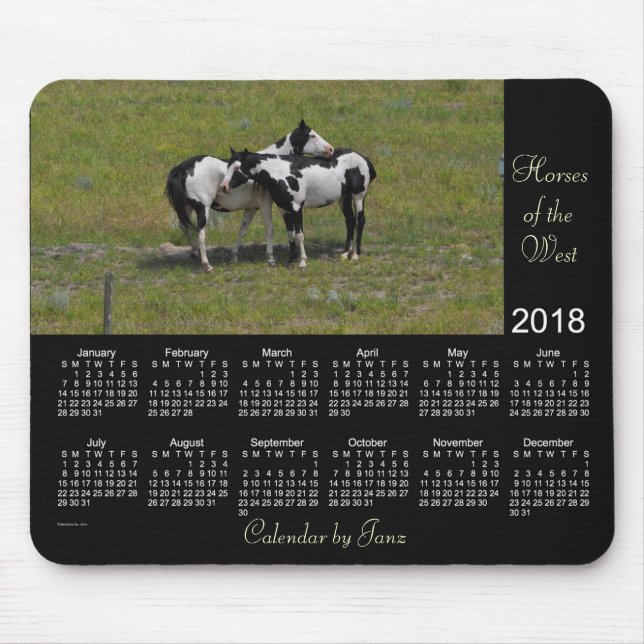 De Souris 2018 chevaux du calendrier occidental par le tapis (Devant)