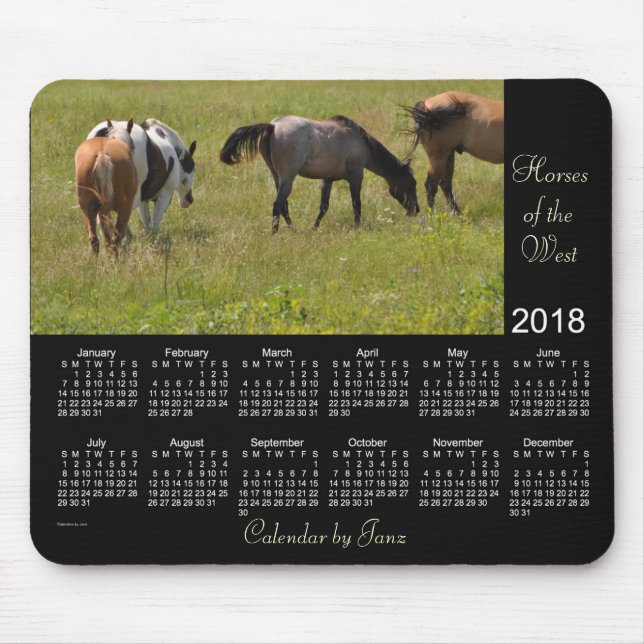 De Souris 2018 chevaux du calendrier occidental par le tapis (Devant)