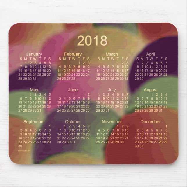 De Souris Calendrier 2018 d'art d'arc-en-ciel par le tapis (Devant)