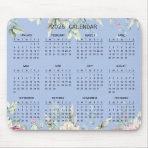 De Souris Calendrier Botanique Élégant Simple 2026   Tapis d