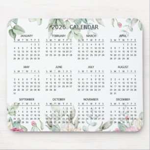 De Souris Calendrier Botanique Élégant Simple 2026 Tapis d