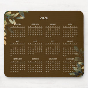 De Souris Calendrier Botanique Élégant Simple 2026 Tapis d