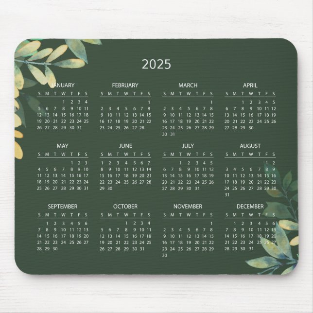 De Souris Calendrier Botanique Simple Élégant 2025 | Tapis d (Devant)