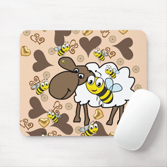 De Souris Moutons Coeurs Brown Bumblebee Pad Souris! Tapis d (Avec souris)