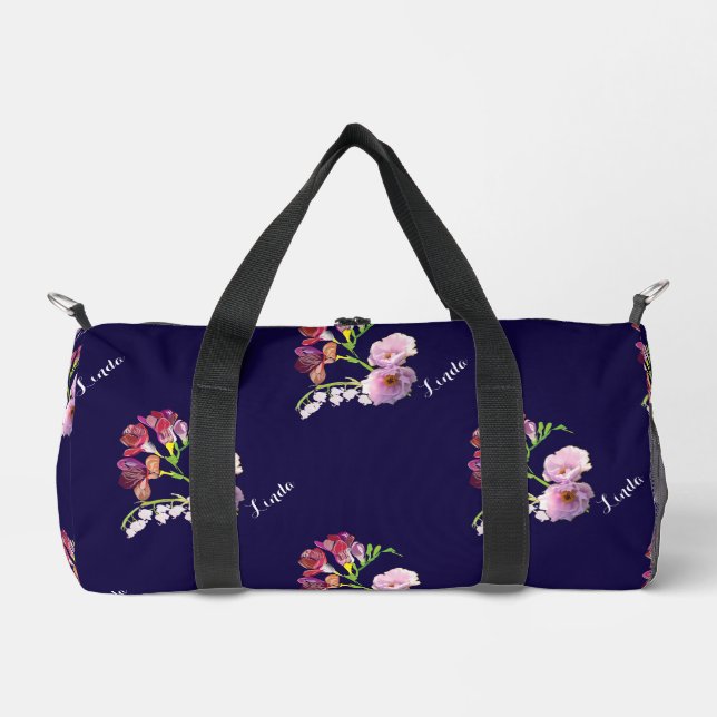 De Sport Floral bleu avec /Nom Imprimer Couper Sac à coudre (Recto)