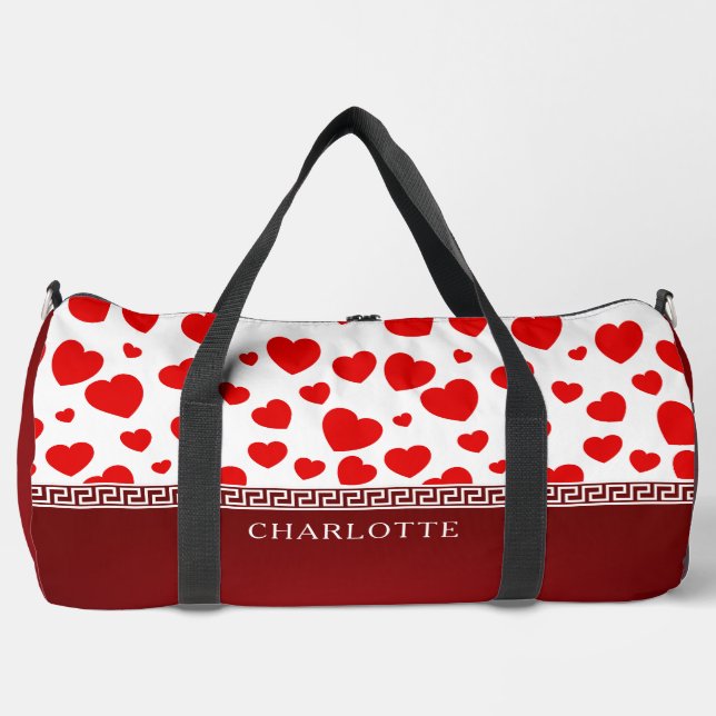 De Sport Ruban Red Heart Nom personnalisé Duffle sac (Recto)