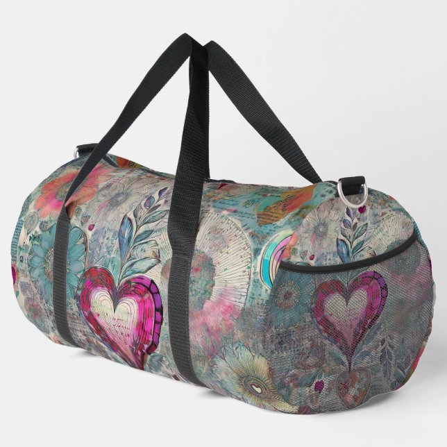 De Sport Sac Abstrait à double coeur rose (Coin droit)