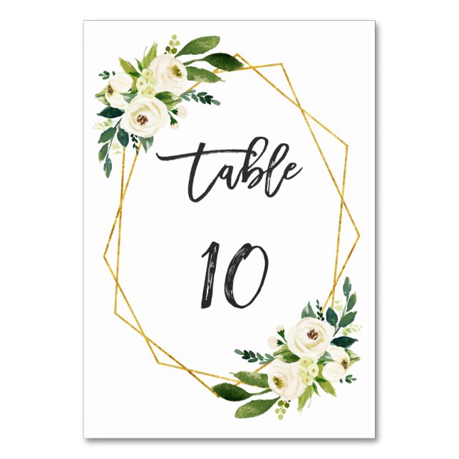 De Table Aquarelle Blanc Floral Écriture manuscrite Numéro  (Dos)
