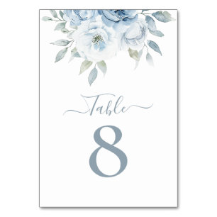 De Table aquarelle bleu poussiéreux fleurs numéro du tablea