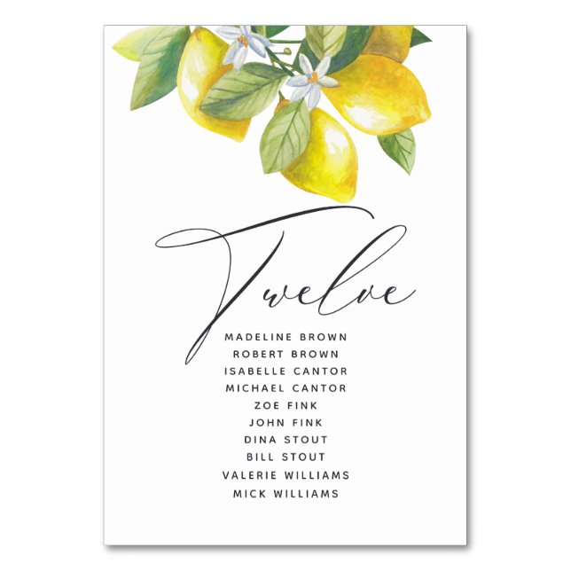 De Table Aquarelle Lemon Blossom Siège Tableau Numéro (Par défaut)