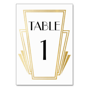 De Table Art Déco Tableau Numéro 20s Mariage blanc or