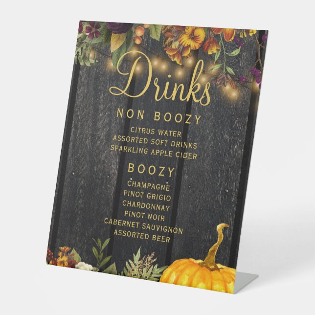 De Table Automne automne bois rustique mariage signe desser (Recto)