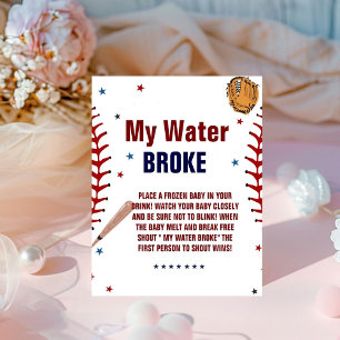 De Table Baseball Mon eau a cassé Baby shower Jeu signe