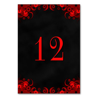 De Table Black Goth Red Floral Réception Tableau Numéro Car