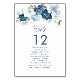 De Table Bleu Dusty Floral Tableau Numéro 12 Siège Mariage
