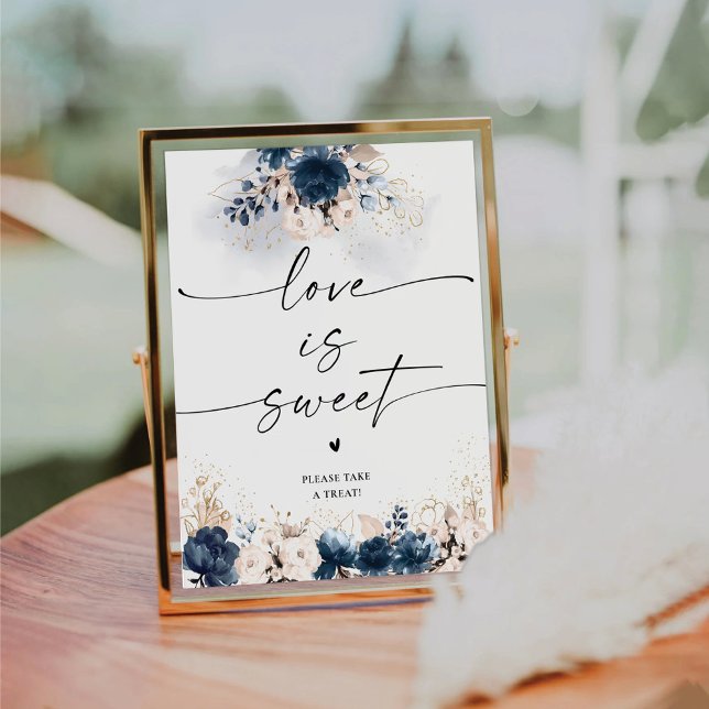 De Table Bleu marine et Dusty Rose L'amour est doux signe (Créateur téléchargé)